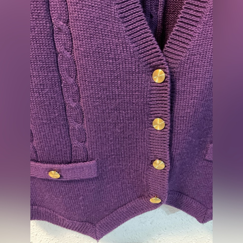 Vintage Wool Blend Knit Sweater Vest V-neck Button Front - Picture 3 of 4